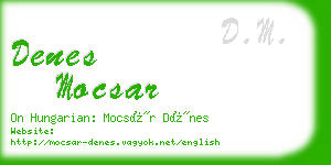 denes mocsar business card